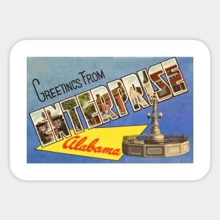 Greetings from Enterprise Alabama - Vintage Large Letter Postcard Sticker
